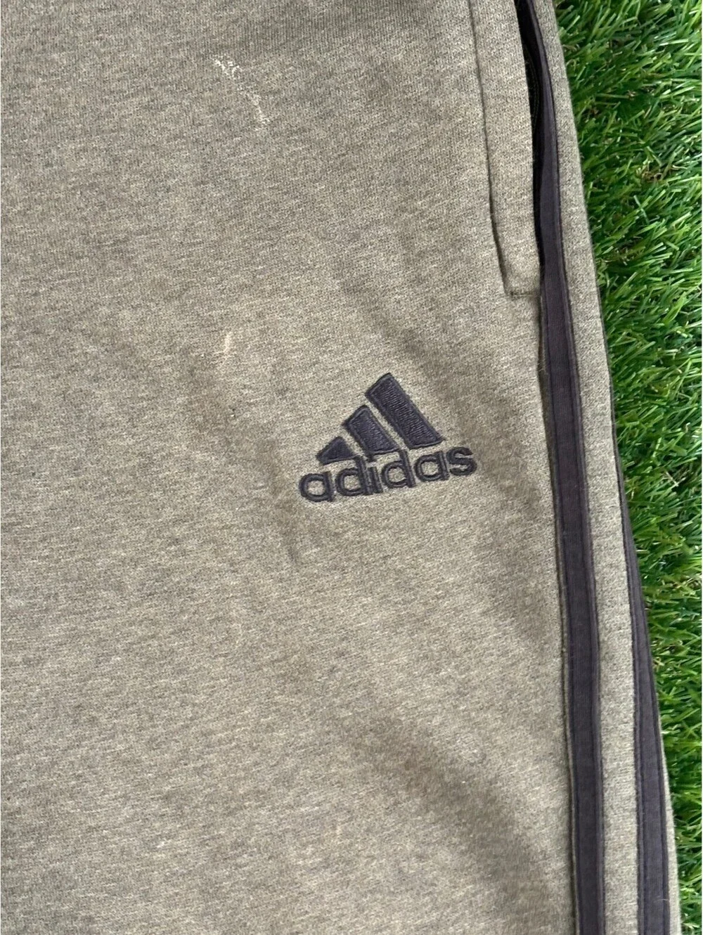 adidas Gray Sweatpants with Side Stripe and Logo
